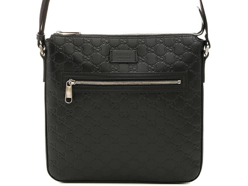Gucci Guccissima Shoulder Bag Calfskin Black